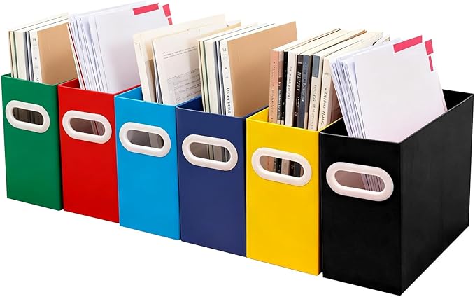 Colorful Cardboard File Organizer, Storage Box for Hanging File Folders Letter Size, Portable Document Organizer with Handle for Home, School, or Office