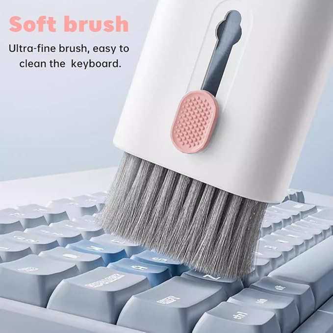 7 in 1 Laptop Cleaning Kit Keyboard Cleaner,Computer Tech Cleaning Brush,Earbuds Camera PC Monitor Screen Cleaner Computer Clean Tools Kit Corner Gap Duster Keycap Puller(Pink)