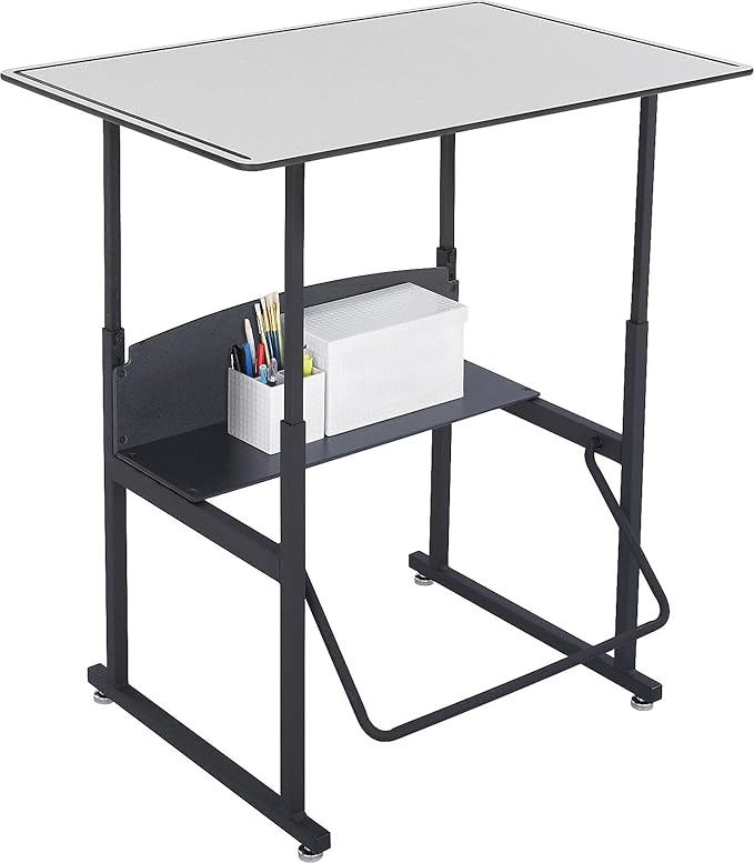 Safco Products AlphaBetter Adjustable-Height Desk, 36" W x 24" D Premium Desktop, Swinging Footrest Bar Classroom and Home School Desk