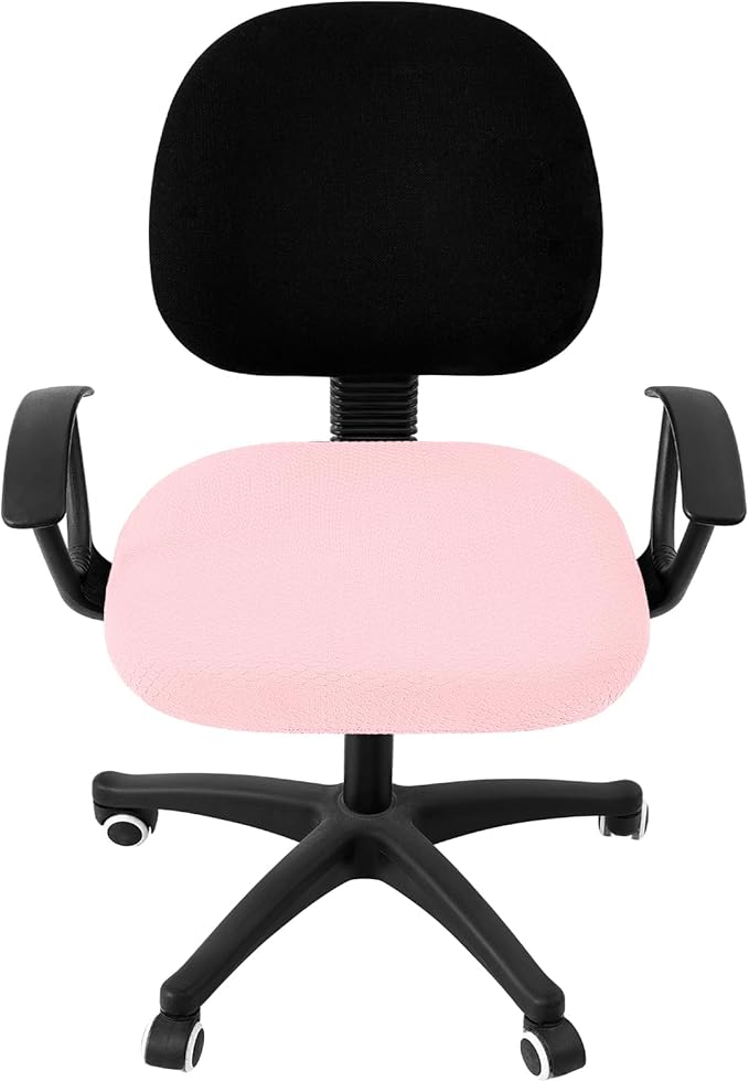 Smiry Stretch Jacquard Office Computer Chair Seat Covers, Removable Washable Anti-dust Desk Chair Seat Cushion Protectors - Blush Pink