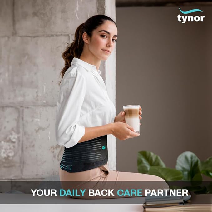 TYNOR Back Brace for Lower Back Pain with Lumbar Pad for Men & Women, Breathable Lumbar Support Brace with Adjustable Straps for Herniated Disc, Scoliosis & Lifting (XXL, Premium Black)