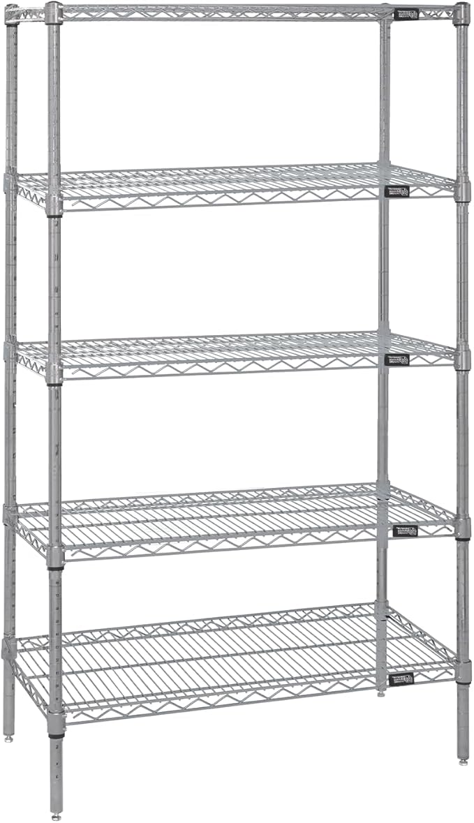 Quantum Storage Systems WR86-3048S-5 Starter Kit Wire Shelves Stainless Steel 5 Shelves 86" H x 48" W x 30" D