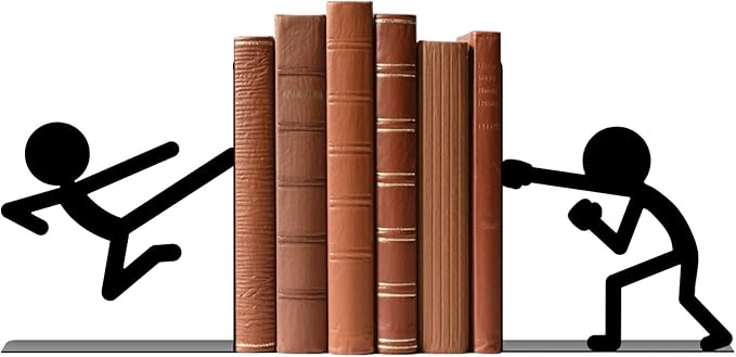 Metal Bookends Martial Arts People Bookends Decorative Cute Book Ends for Shelves Bookshelf Reading Decor Bookshelf Decor Space-Saving Desk Organizer for Book Lovers Gift