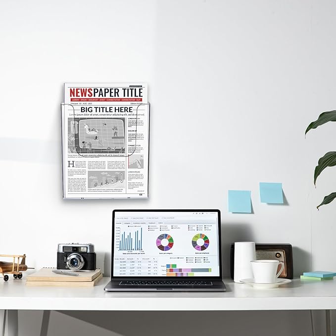 3 Pack Acrylic Brochure Holder, 8.5 x 11 Inch Brochure Holder Wall Mount, Clear Literature Organizer Pamphlet Flyer Display Plastic Magazine Holders for Wall