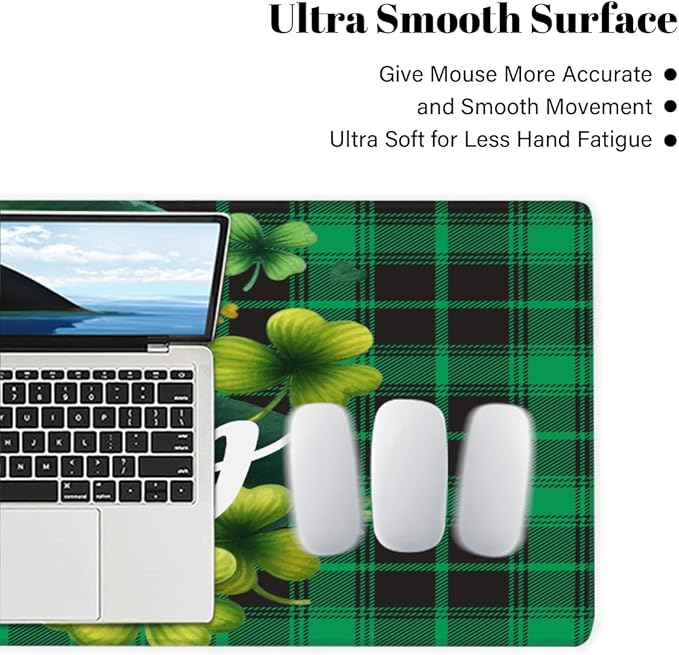 Large Mouse Pad Non-Slip Rubber St Patrick Hat Long Gaming Desk Mat Big Computer Keyboard Mousepad Waterproof Protector Wristing Pad for Gaming Office Home Decorative 31.5 X 11.8 Inch