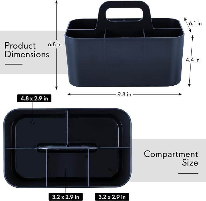 Tiawudi Multipurpose Caddy Organizer, Plastic Caddy with Handle, Stackable Desk Organizer for Stationery, Marker and Pencil, Office Supplies Organizer, Dorm Caddy