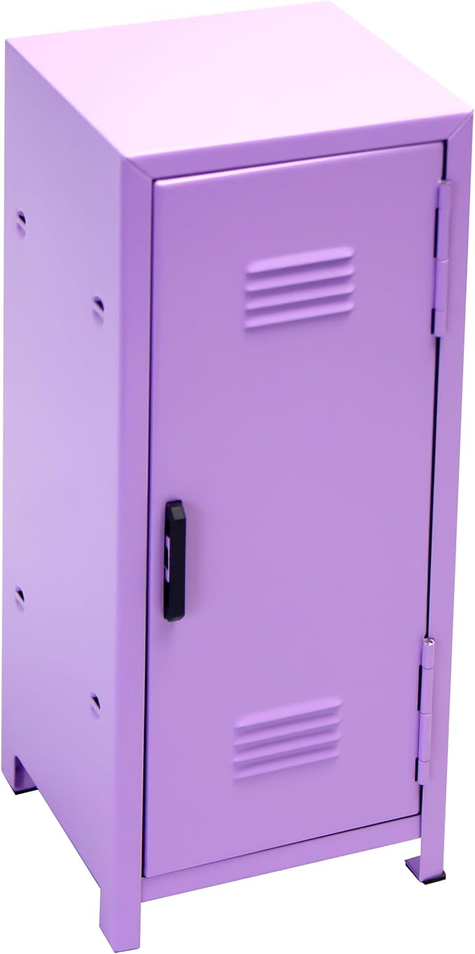 PACOLO Mini Locker, Metal Small Locker for Desktop, Girls Lockbox Desktop Storage Organizer, Money Safe and Cash Lock Box for Girls Safe (Purple)