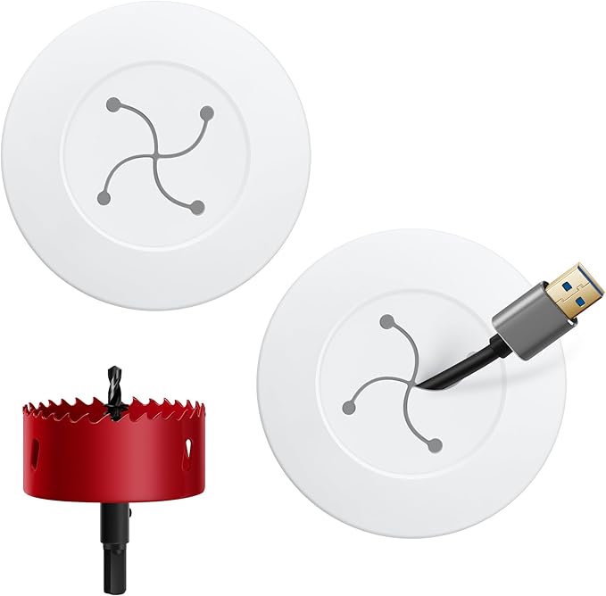 Cord Hider for Wall Mounted TV, in Wall Cable Management Kit for Large Capacity, Wall Cable Hider Behind The Wall, Cable Raceway White Includes Hole Saw Dril Attachment - 2 Pass Locking Brackets