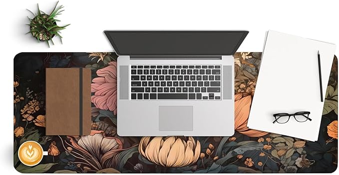 Gaming Mouse Pad with Anti-Slip Rubber Base, Extended Large Computer Mouse Mat with Stitched Edges, Long XL Anime Mousepad for Laptop and Keyboard, 31.5 x 11.8 inch (Wildflowers)