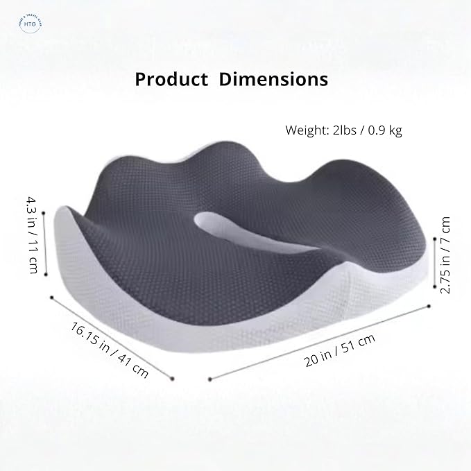 Seat Cushion for Tailbone & Coccyx Pain Relief – Orthopedic Memory Foam for Office Chair, Car & Wheelchair | Sciatica & Back Support | Non-Slip Breathable Washable Cover | Posture & Pressure Support