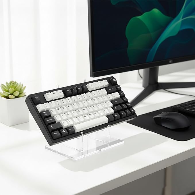 Acrylic Keyboard Display Stand Holder, Mechanical Keyboard Display Holder,Keyboard Riser Display Shelf Tray for Desk, Gaming Setup, Office or Home,1 Pack