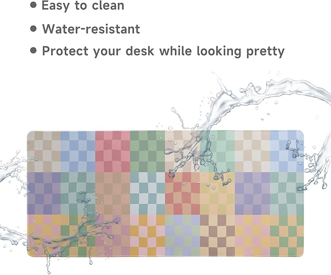 Desk Mat Mouse Pad Gaming Desk Pad XL Large Mouse Mat Office Decor Accessories (Colored Grid)