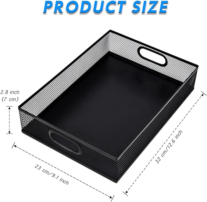 2Pcs Desk Drawer Organizer, Stable Metal Mesh Desk Storage Tray, Versatile Storage Box Set for Office Home Supplies,13 x 9 inches