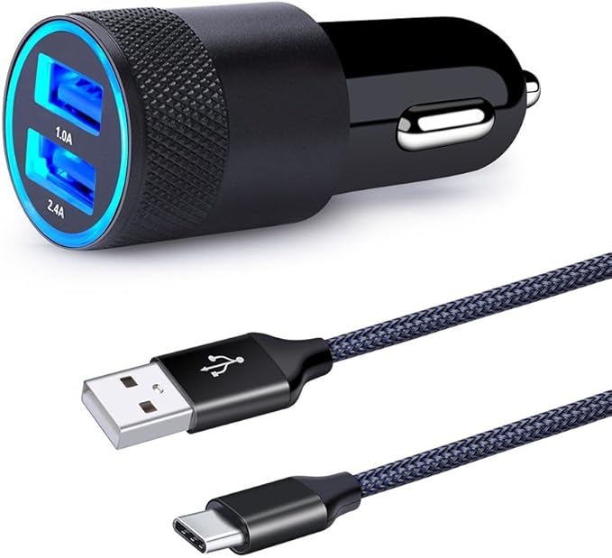 USB Type C Car Charger, Dual Port Car Adapter with 6ft Fast Charge USB C Cable for Samsung Galaxy S25 S24 S23 S22 S21 S20 S10 A17 A16 A15,iPhone Air/17/16/15,Google Pixel 10 9 8 Pro 7 7a 6a 6,Moto,LG