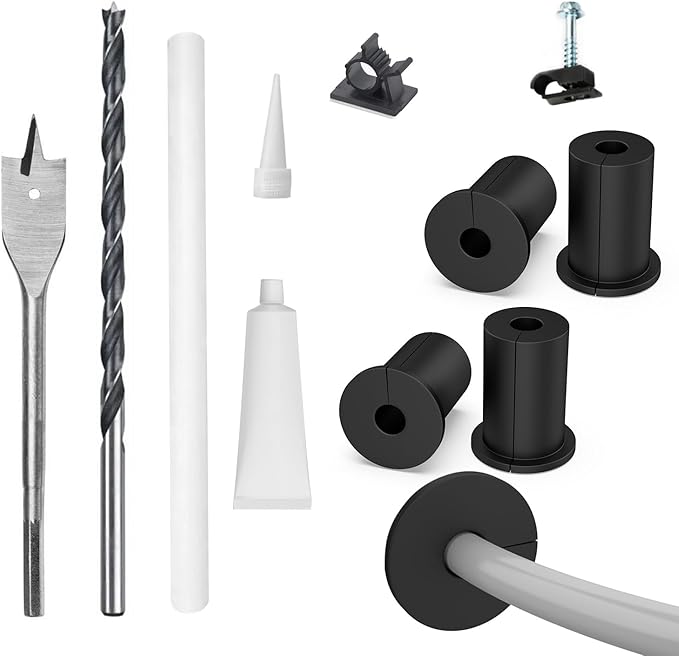 Starlink Cable Routing kit for 3/4inch Wall Hole,4PCS starlink Wall Grommets Accessories for Cables Pass Through mounting kit Including 3/4” Spade Drill bit,Wall Wires cilps and Cable Routing Tool