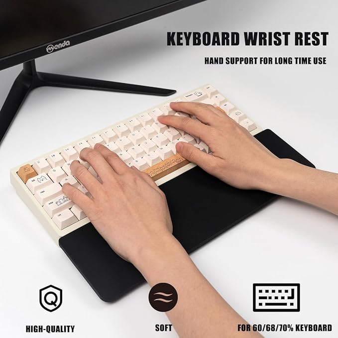 Ergonomic 70% Keyboard Wrist Rest-12.8" Silicone Non-Slip Keyboard Hand Rest, Relief of Hand Pain(Black)