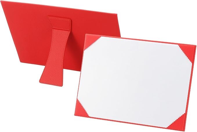 PATIKIL 8.5x11 Certificate Holder with Stand, Single-Sided Document Holders Horizontal for Award Diploma Graduation Achievement Business License, Red