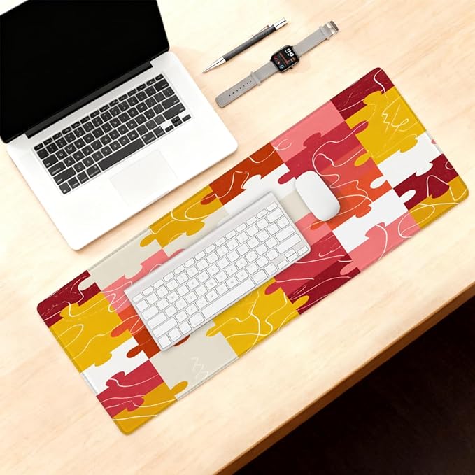 Large Mouse Pad Autism Puzzl Colorful Non-Slip Rubber Long Gaming Desk Mat Big Computer Keyboard Mousepad Waterproof Protector Wristing Pad for Gaming Office Home Decorative 31.5 X 11.8 Inch
