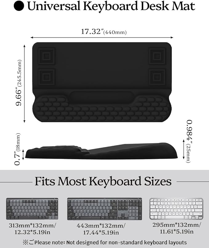 Wrist Rest for Computer Keyboard, 2 in 1 Keyboard Wrist Support Pad, Memory Foam Keyboard Riser Holder Lift Tray with Wrist Pad for Easy Typing for Office Desk, Home, School (Black)