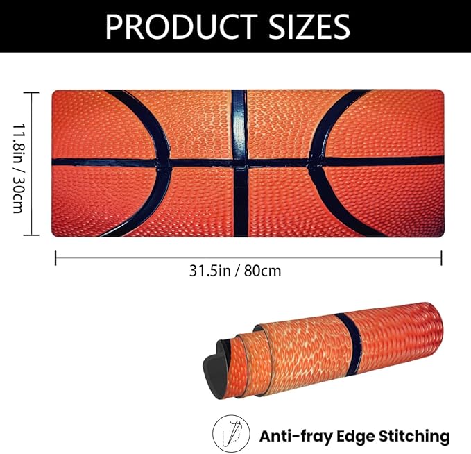 Basketball Oil Painting Large Mouse Pad Non-Slip Rubber Long Gaming Desk Mat Big Computer Keyboard Mousepad Waterproof Protector Wristing Pad for Gaming Office Home Decorative 31.5 X 11.8 Inch