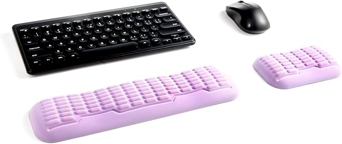 UnivoColors Compact-Sized Keyboard & Mouse Wrist Rest Set-Ergonomic 3.0 Upgrade with Wave Curve Support,Non-Slip Base,Perfect for Work & Gaming(Lavender)