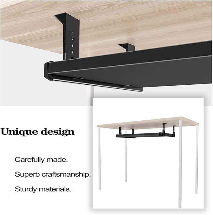 FRMSAET Heavy Duty 12/14/16/18 inches Thickness Steel Construction Ball Bearing Keyboard Slides Keyboard Drawer Slides Tray Accessories Cabinet Furniture Hardware Rails (14 inches, Black)
