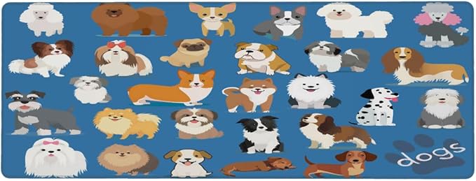 Large Mouse Pad Dog Animal Cute Non-Slip Rubber Long Gaming Desk Mat Big Computer Keyboard Mousepad Waterproof Protector Wristing Pad for Gaming Office Home Decorative 31.5 X 11.8 Inch
