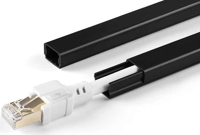 ZhiYo Cord Hider for One Wire, 102in Cable Hider Concealer, Paintable Wall Wire Covers, PVC Cable Management Raceway for A Thick Extension Cord, W0.59 H0.4in, Black