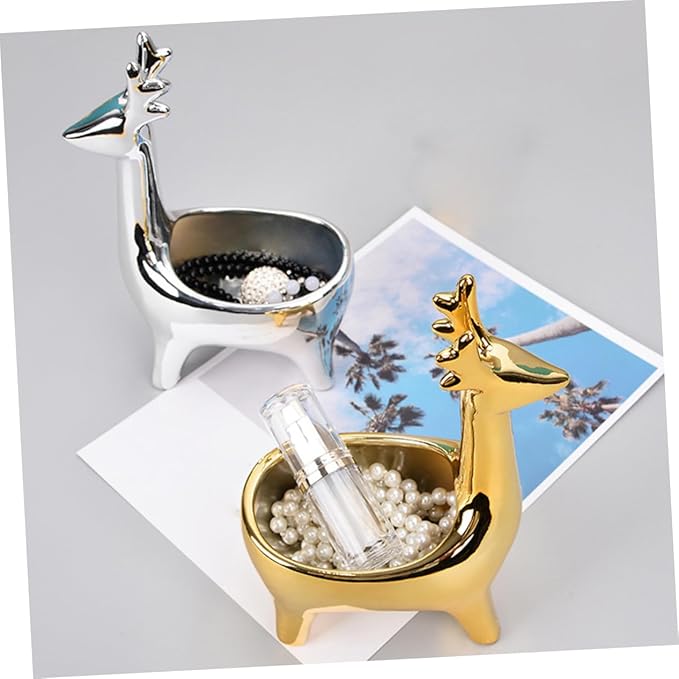 Jewelry Storage Box Deer Shape Deer Shaped Storage Holder Box Desktop Organizer Natural Appearance