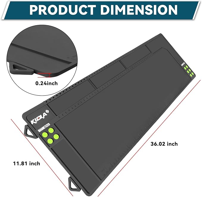 Klola Rifle Shotgun Cleaning Mat - Large Magnetic Gun Mat with Organizer Parts Tray, Anti-Slip Workbench Cleaning Pad, Inch Ruler