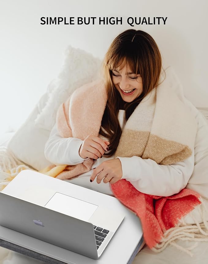 ZEAPTAC Portable Lap Laptop Desk with Pillow Cushion, Fits up to 15.6 inch Laptop, Lap Stand for Bed & Couch & Carpet, Book Tablet/Drawing Board/Computer Laptop Stand - White