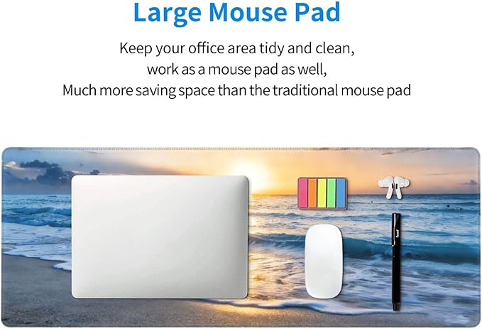 XL Beach Sunset Large Gaming Mouse Pad, Long Extended Full Mouse Mat Desk Pad for Top Keyboard Table, Aesthetic Cute Big Stitched Mousepad Gifts for Women Office Decor, 31.5 * 11.8 in