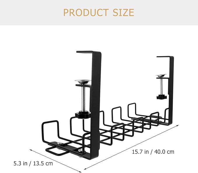 Cabilock Under Table Cable Management Rack in Wall Cable Management kit Cable Clamps Cord Desk Cable Management Rack Wire Cable Tray Under Desk Shelf Desktop Data line Office Carbon Steel