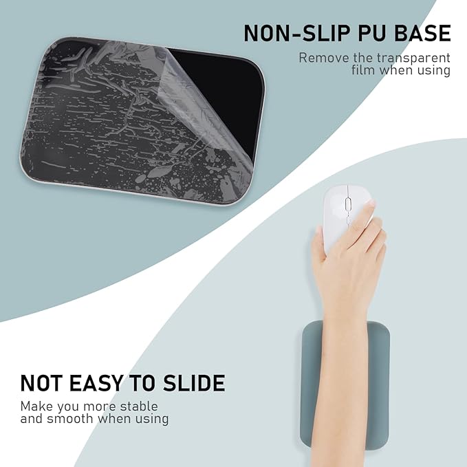 Leolee Elbow Rest Pads for Desk, Green Ergonomic Wrist Rest Pad Arm Rest Pads with Memory Foam & Non-Slip Base, Armrest Cushion Support Pad Relieve Elbow and Wrist Pain for Computer, Office, 2 Packs