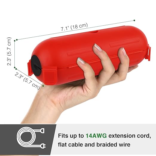 Flemoon [3 Pack] Outdoor Extension Cord Safety Cover with Waterproof Seal, Weatherproof Electrical Connection Box to Protect Outdoor Outlet, Plug, Socket, Christmas Holiday Decoration Light, Red