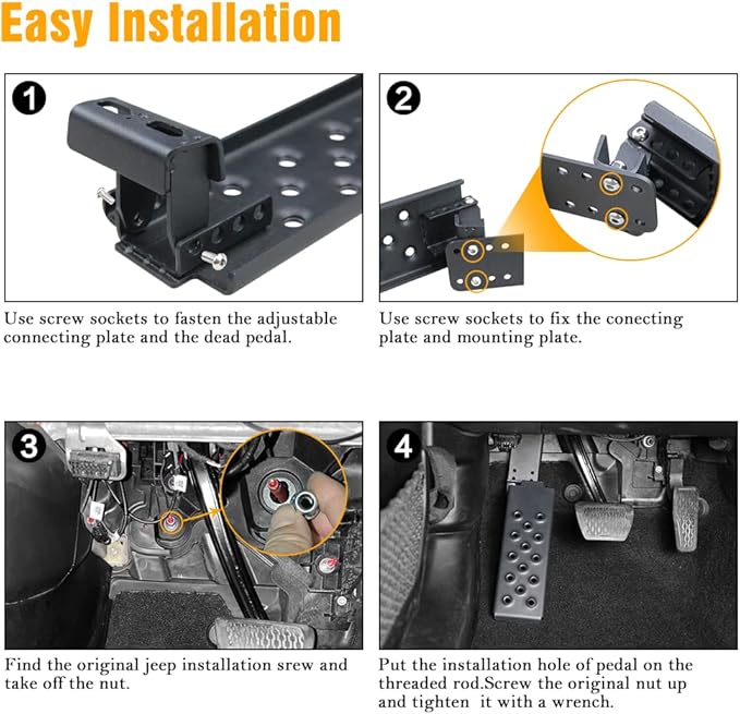 JROAD Driver Side Dead Pedal Left Side Foot Rest Kick Panel Compatible with Jeep Wrangler JL JLU 2018 2019 2020 2021 & Gladiator JT 2018-2021