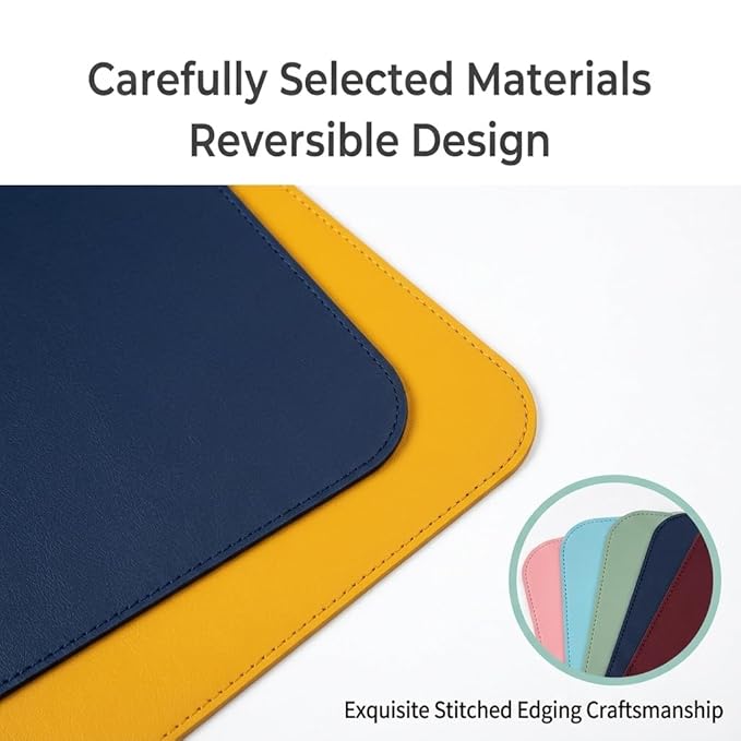 Double Sided Nail Art Table Mat, Soft Microfiber Leather Nail Hand Rest Mat, Waterproof Nail Arm Rest, Nail Mat for Manicure Table Nail Technician, for Desk, Dining Table, Blue & Yellow (MAT ONLY)