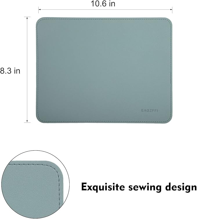 Double-Sided PU Leather & Cork Mouse Pad with Coaster – Reversible, Non-Slip, Stitched Edges for Office & Home, 8x11 Inches, (Sierra Blue)