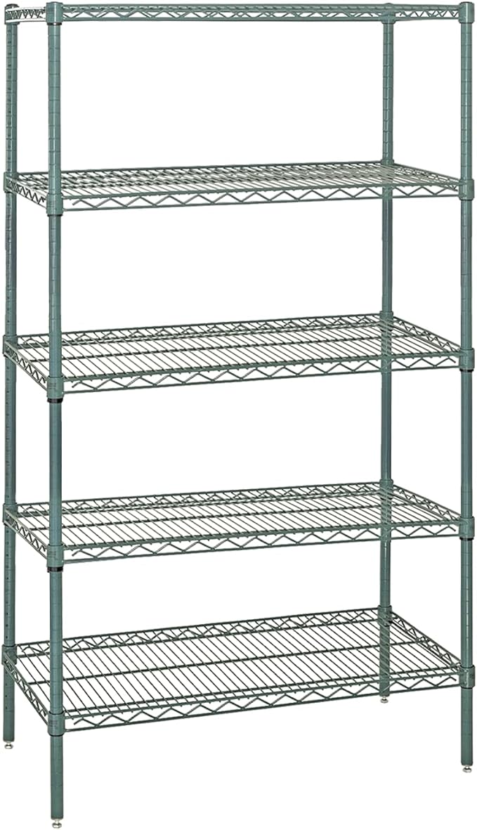 Quantum Storage Systems WR63-2448P-5 Starter Kit Wire Shelves Green Epoxy 5 Shelves 63" H x 48" W x 24" D