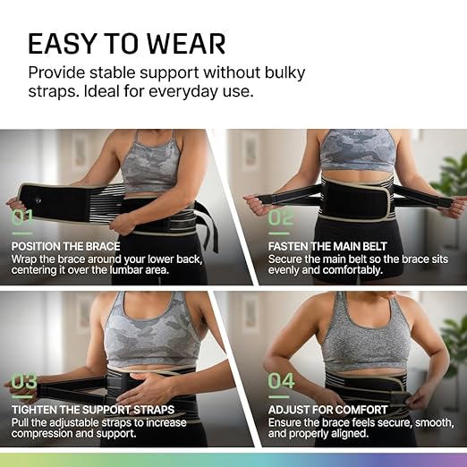 Modvel Back Brace for Lower Back Pain Women and Men – Lumbar Support Belt for Sciatica, Herniated Disc, Muscle Strain – Adjustable Breathable Work Brace with 6 Stays – Support for Posture – Size S