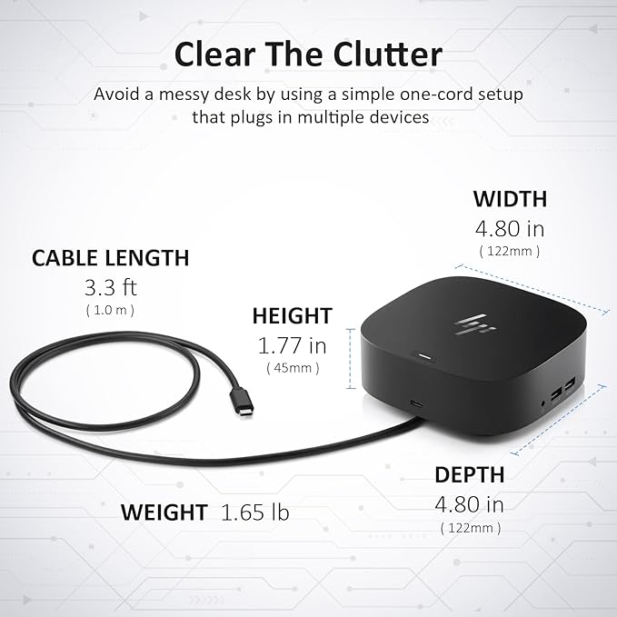 HP Docking Station for Dual Monitor Bundle - HP USB-C G5 Dock for USB-C & Thunderbolt Laptop with 120W AC Adapter + HDMI & DisplayPort Cables + USB Cable