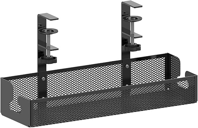 Under Desk Cable Management Tray No Drill Cord Organization Box With Clamp Cable Storage Box For Office Home(Black 40cm)