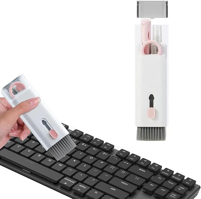 7 in 1 Keyboard Cleaner Laptop Cleaning kit, Electronic Cleaner kit with Key Cap Puller, Computer Cleanings Tools Kit for Tablet,Cell Phones,Earbuds Camera,Lens(Color:Pink)