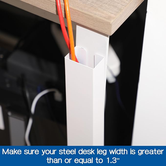 Blulu 4 Pack Steel Magnetic 14 Inch Cable Management Channel for Under Desk Leg Vertical Wire Hider Cover Cable Desk Organizer No Drill Cord Organizer Cord Hider Management for Home Office (White)