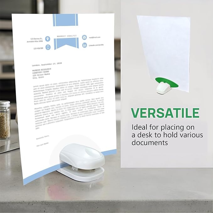 Plastic Document Holder for Typing, Portable Paper Stand with Non-Slip Base for A4 Paper, Compact Reading Clip Holder for Office Desk, Computer, Bank - Green