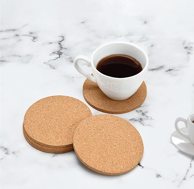6-Pack 6.3-inch Round Absorbent Cork Pads for Home, Beverage Coffee Table, Dining Table and Desk Wooden Cork Plant Pads