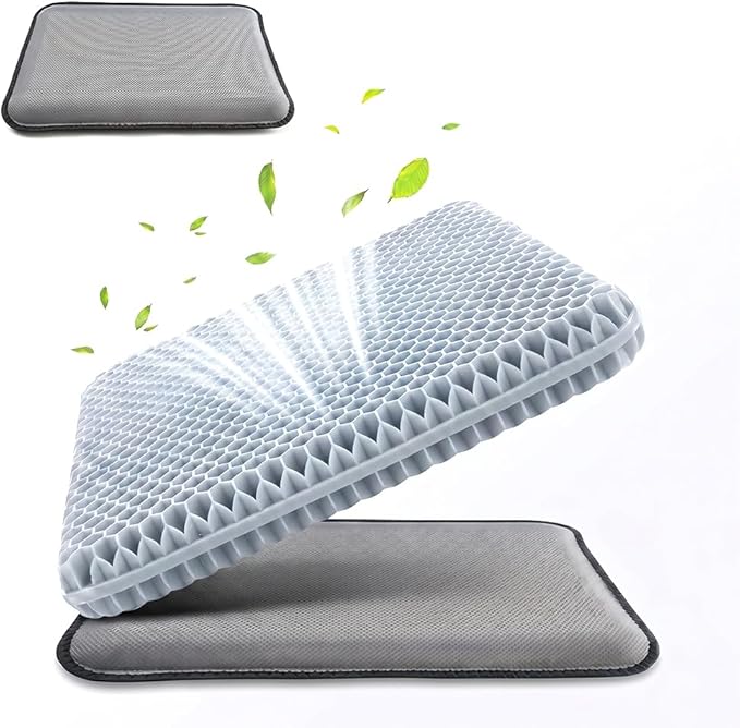 Gel Seat Cushion for Long Sitting, Cooling Seat Cushion, Breathable Honeycomb Design Absorbs Pressure Points Chair Pad for Office Chair, Wheelchair, Car & Truck (1)