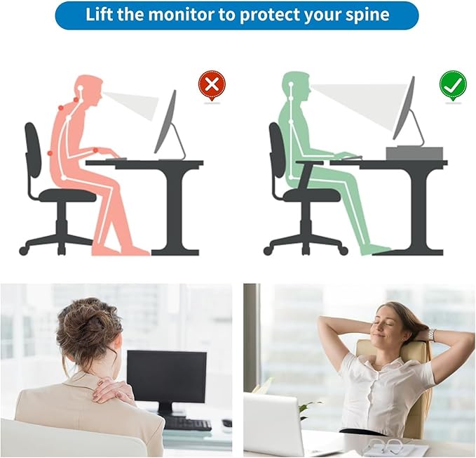 gianotter 2-Tier Metal Monitor Stand Riser, Office Desk Storage Organizer for Computer Monitor, Laptop, Printer, Office Supplies (Purple)