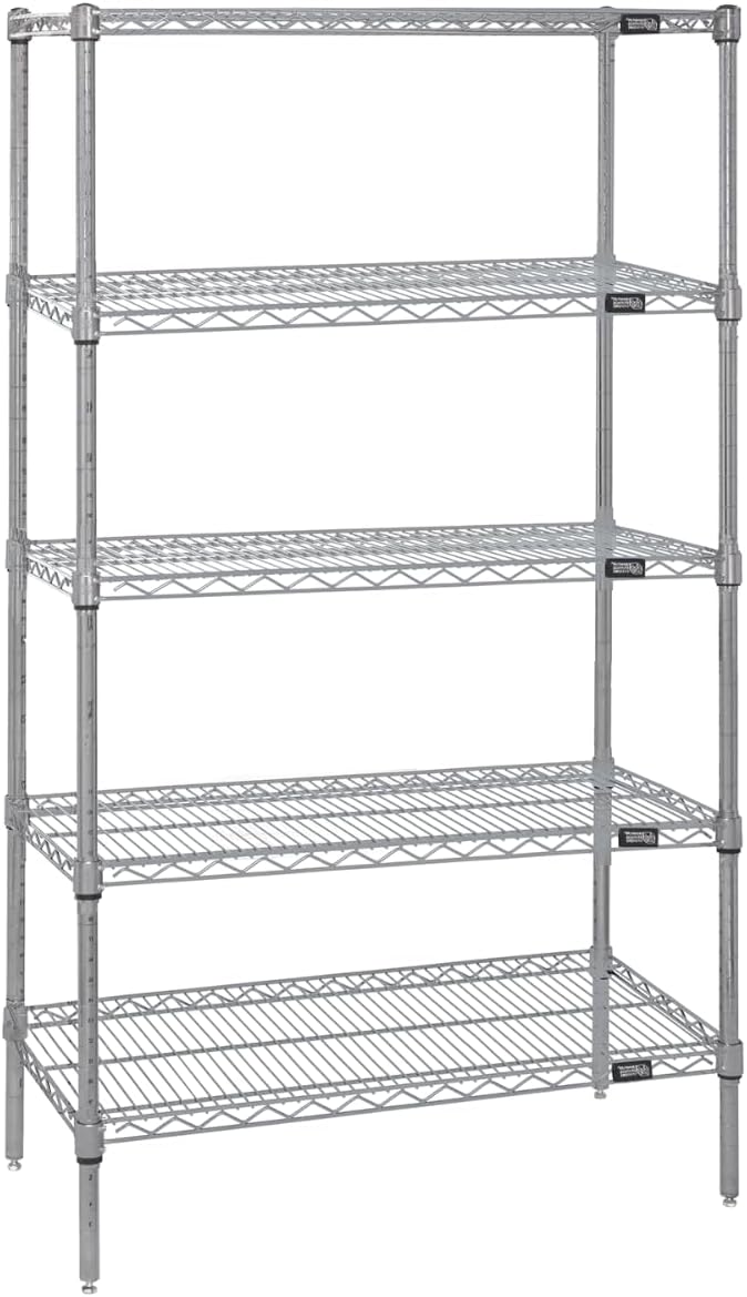 Quantum Storage Systems WR54-2448S-5 Starter Kit Wire Shelves Stainless Steel 5 Shelves 54" H x 48" W x 24" D