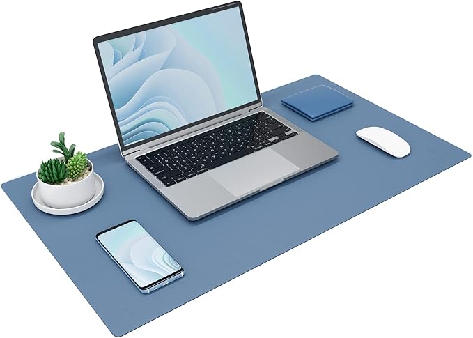 K KNODEL Non-Slip Desk Mat, Desk Pad, Desk Blotter, Desktop Mat for Desk, Small Desk Protector, Office Computer and Laptop Mat for Desk (23.6"x13.8", Blue)